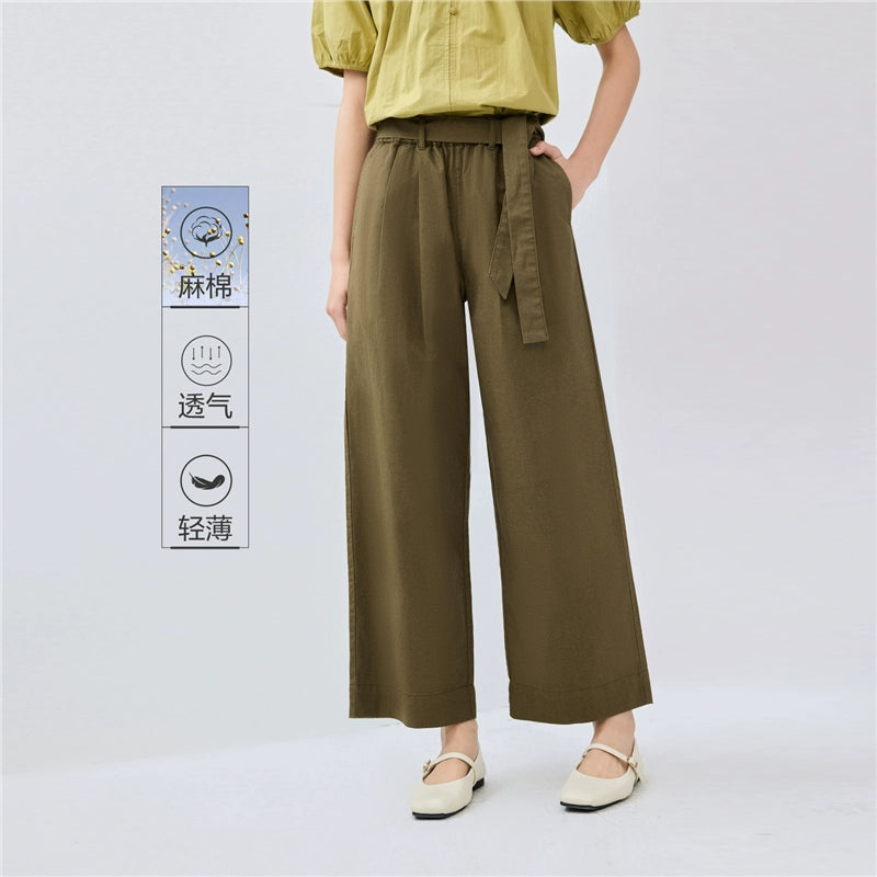 Giordano Strap-on Wide-leg Elastic Waist Capris