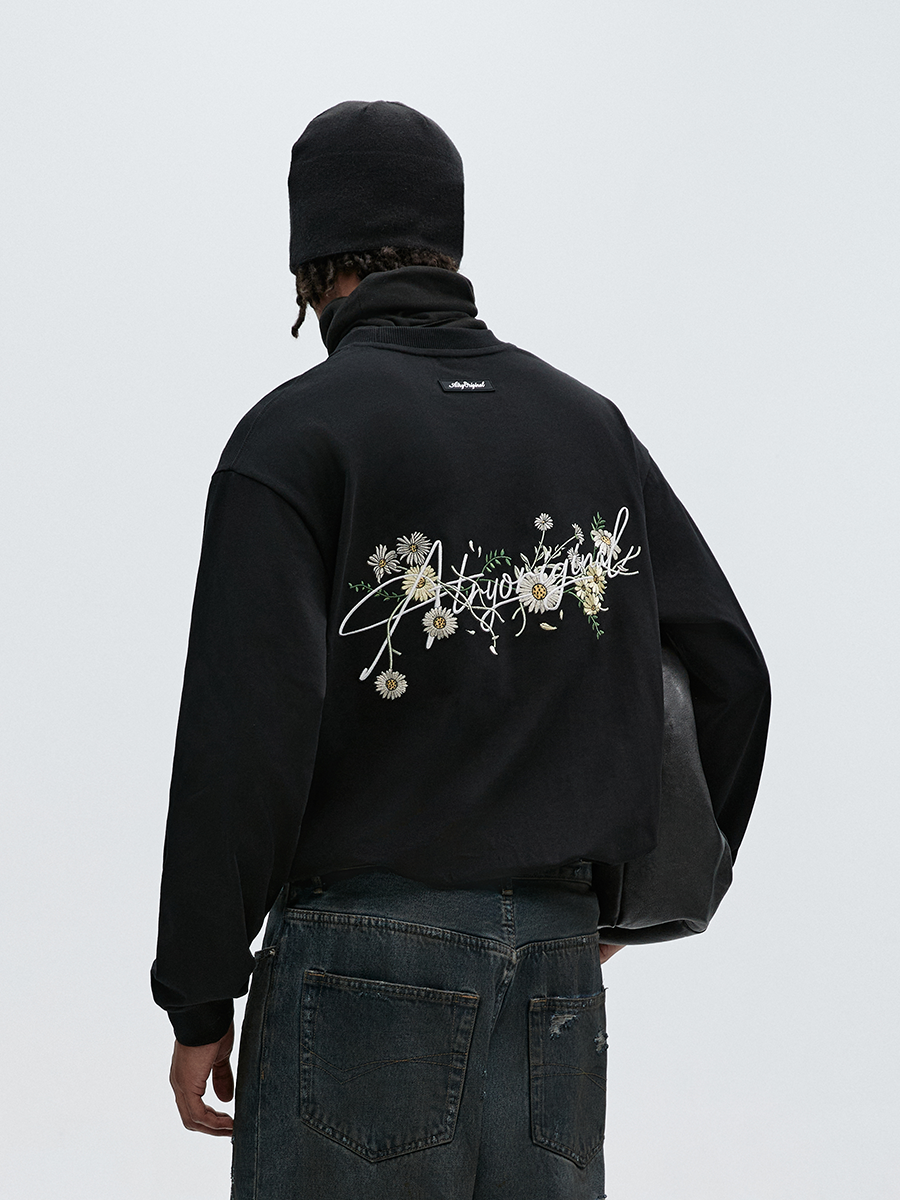 ATRY Flower Body LOGO Flower Embroidery Loose Long Sleeve