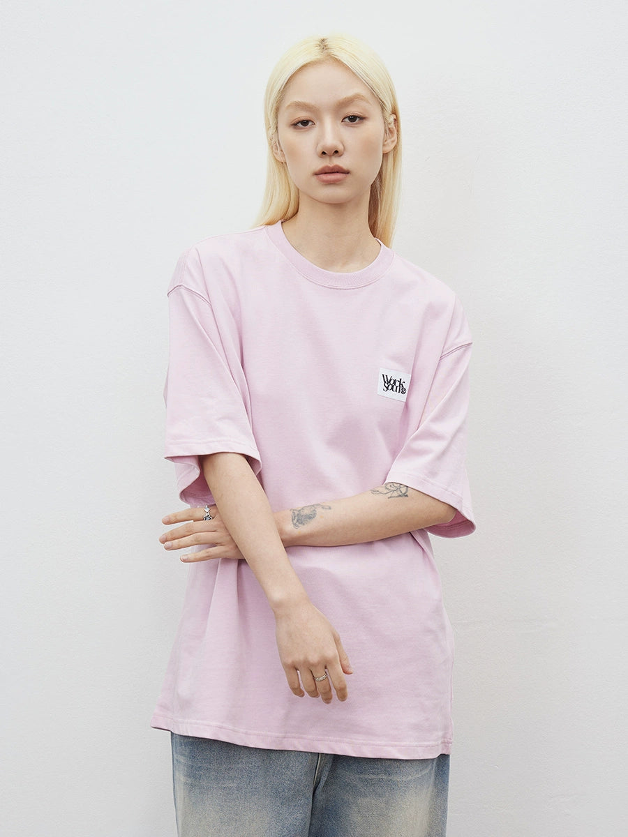 NICEBAD Basic Weaving Label Casual Loose Tee