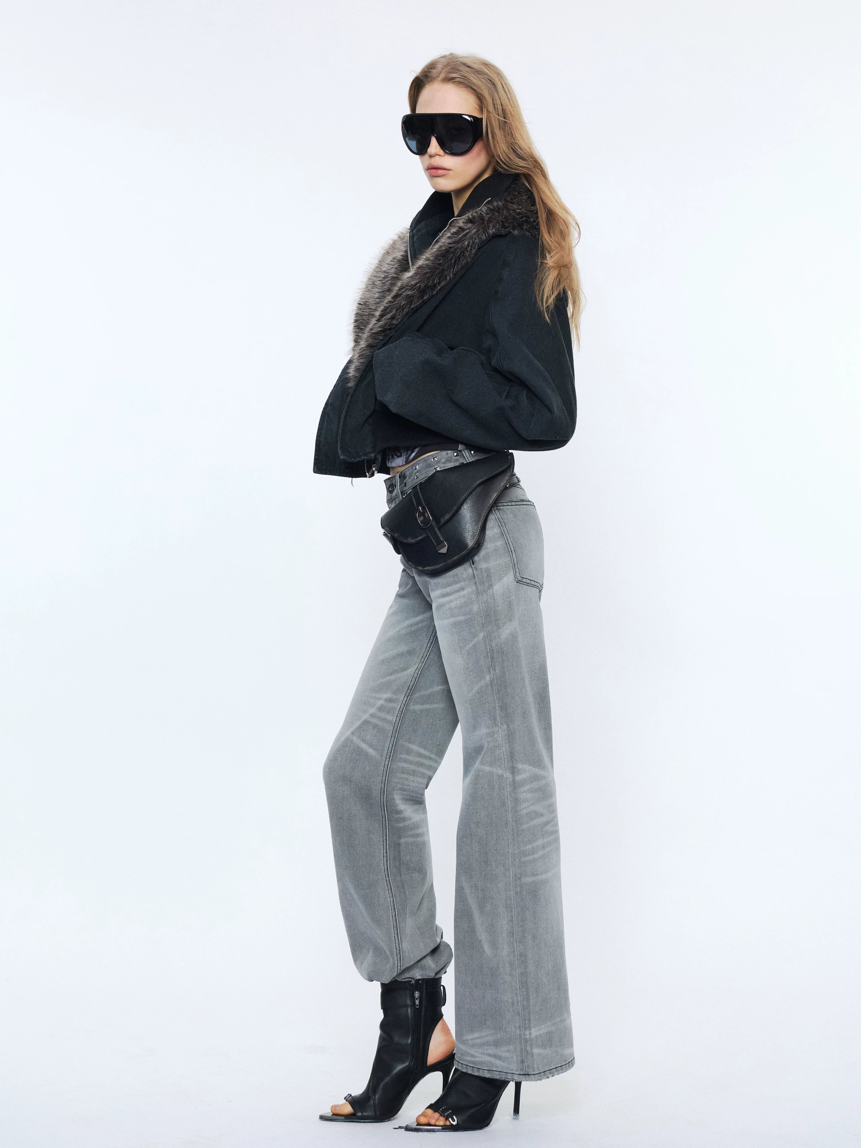 2th Desire Rivet Waist Straight Low Waist Jeans
