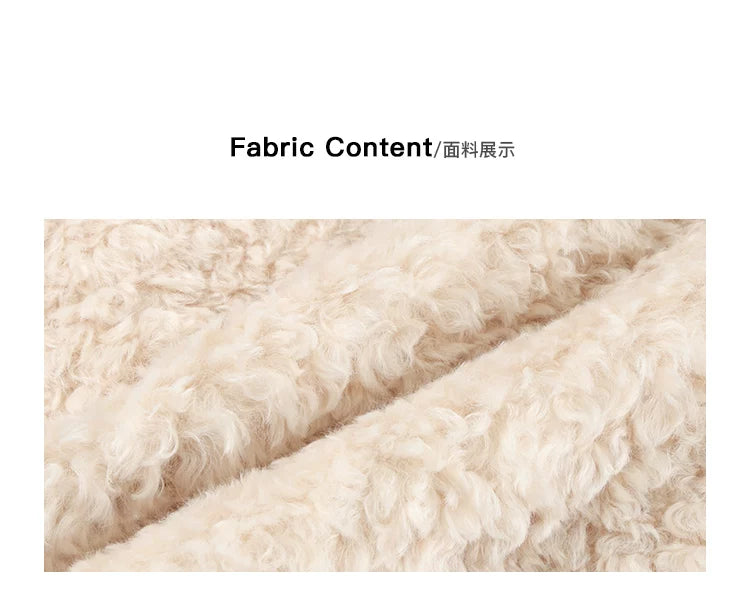 Pusumede Lapel Short Temperament Loose Fluffy Coat