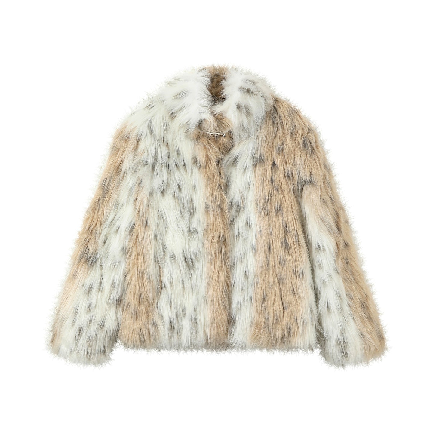 SASSY MOODY Color Matching Leopard Print Warm Thickened Environmentally Friendly Fur Jacket