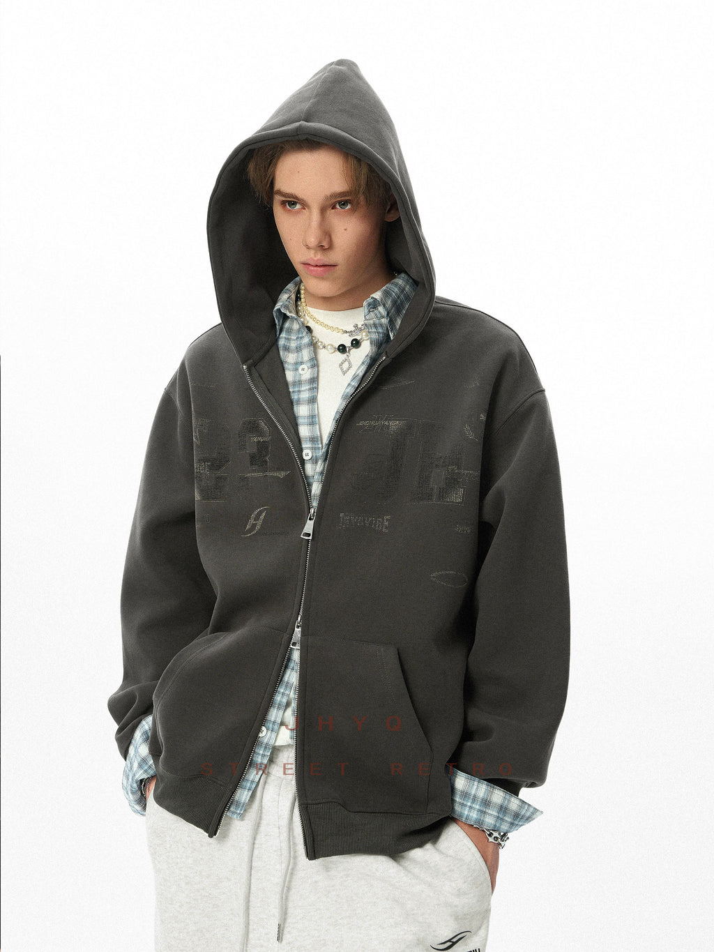 JHYQ Retro Letter Print Hoodie