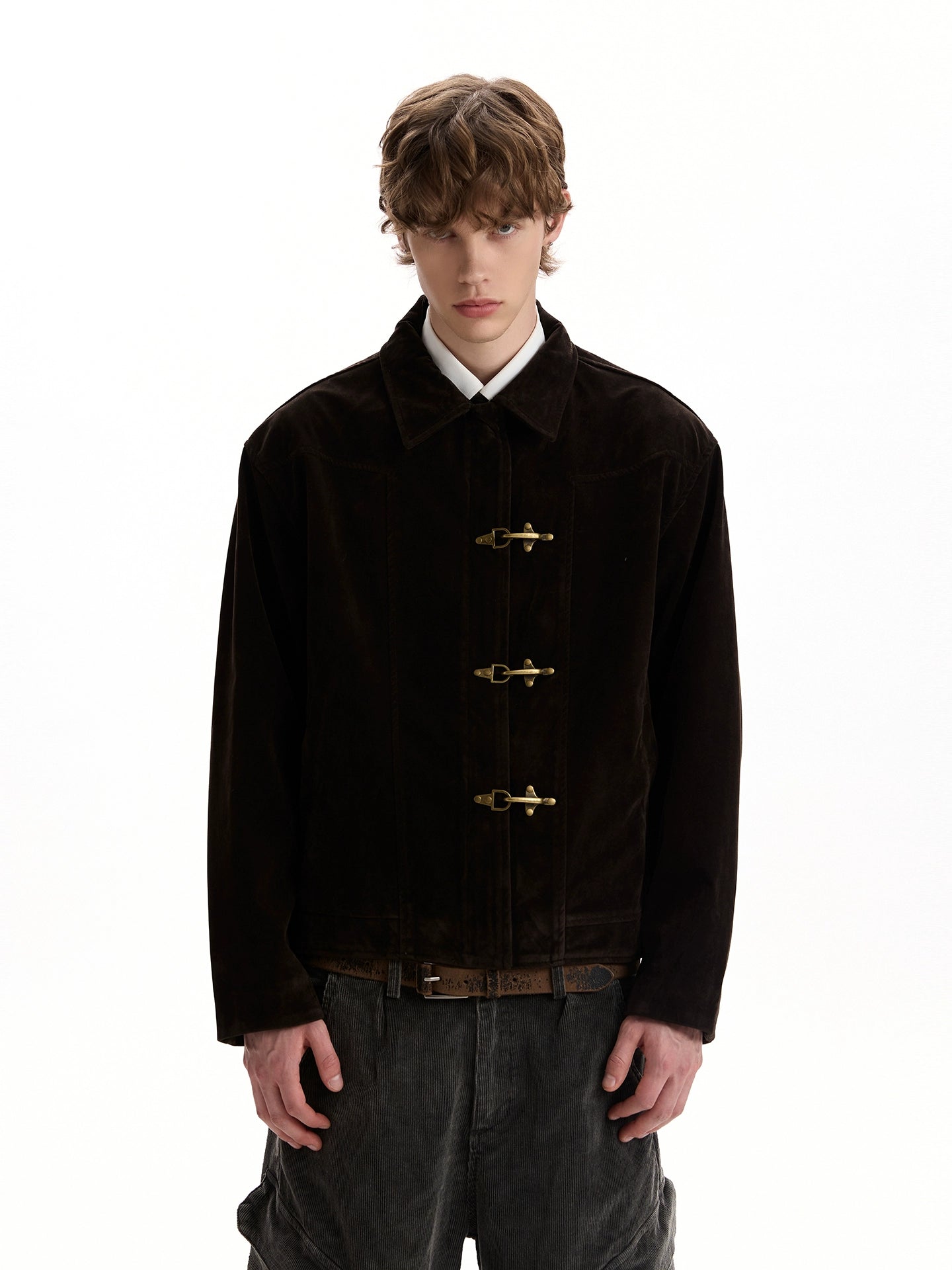 A PUEE Vintage Silhouette Short Suede Jacket