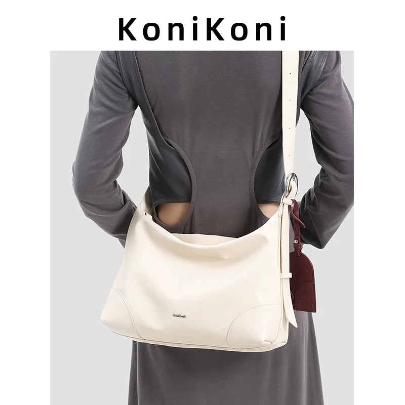 KoniKoni Leather Large Capacity Messenger Bag