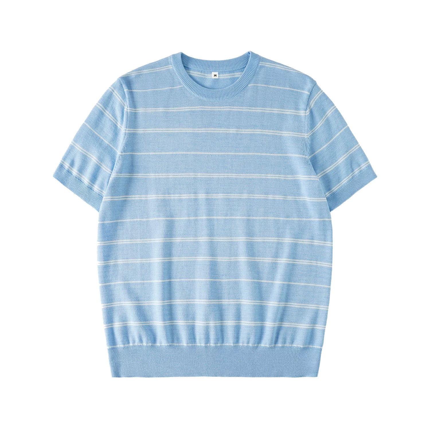 LR MADE Cuff Hem Tightened Knitted Striped Tee