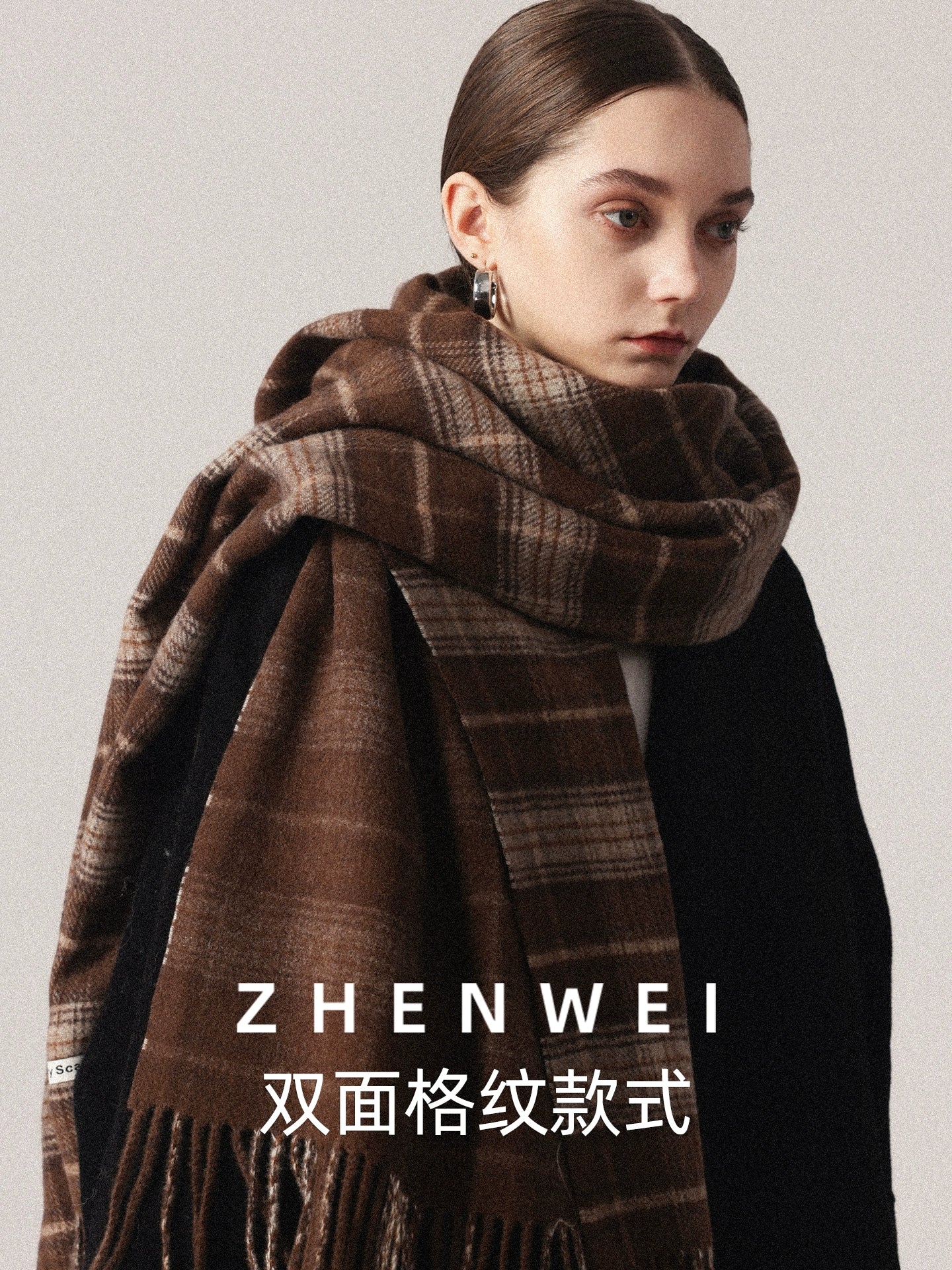 ZHENWEI Thickened Reversible Thermal Scarf Shawl