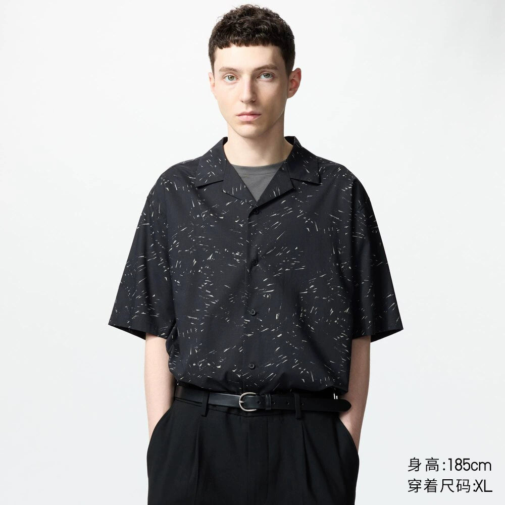 Uniqlo Men's Women's Modal Cotton Blend Printed Open Neck Shirt/Short Sleeve Shirt 25 New 474521