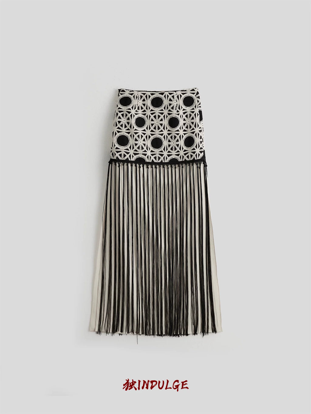 INDULGE Fringed Panelled Skirt
