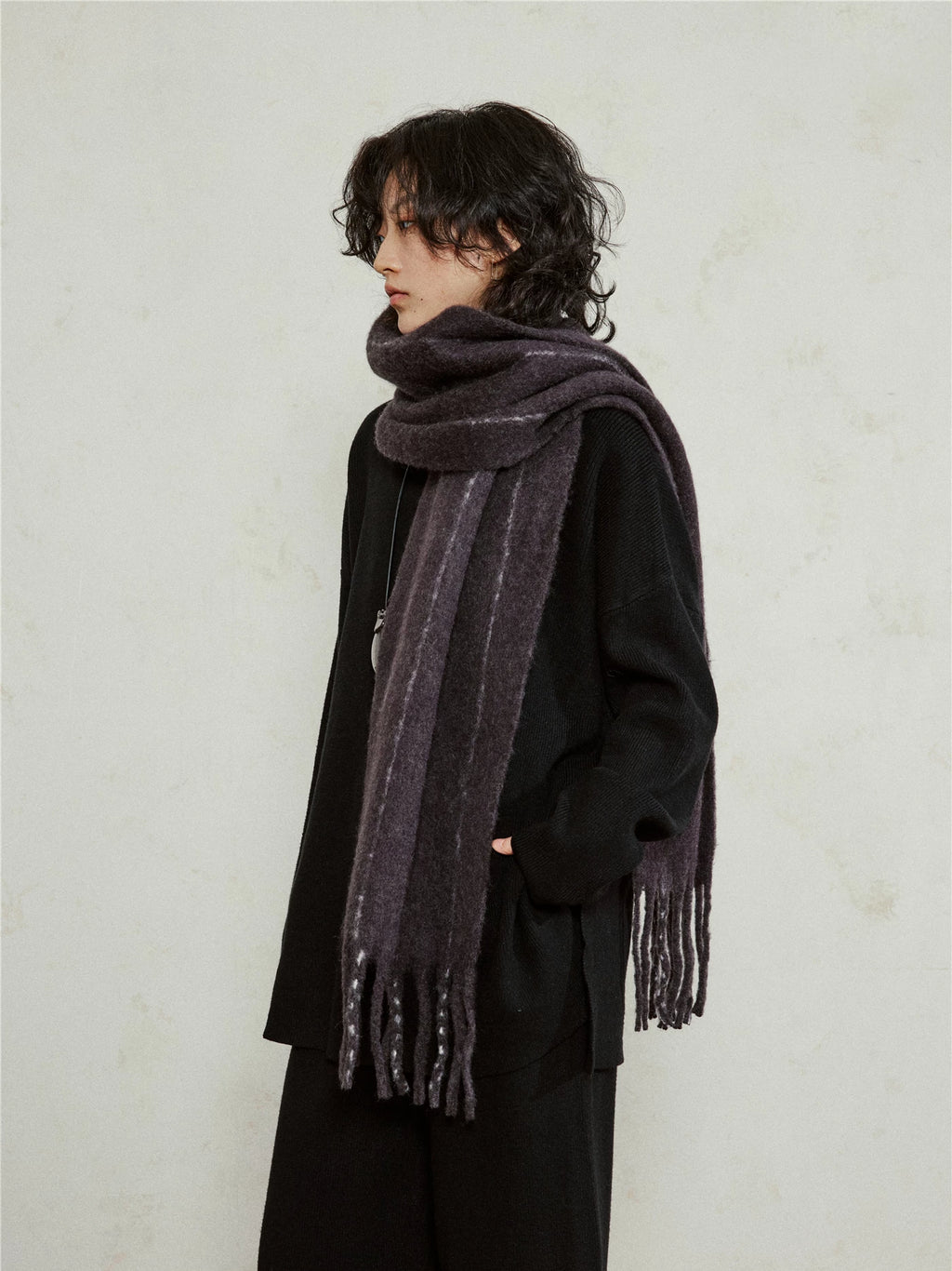 SUNYVONNE Vintage Striped Wool Scarf
