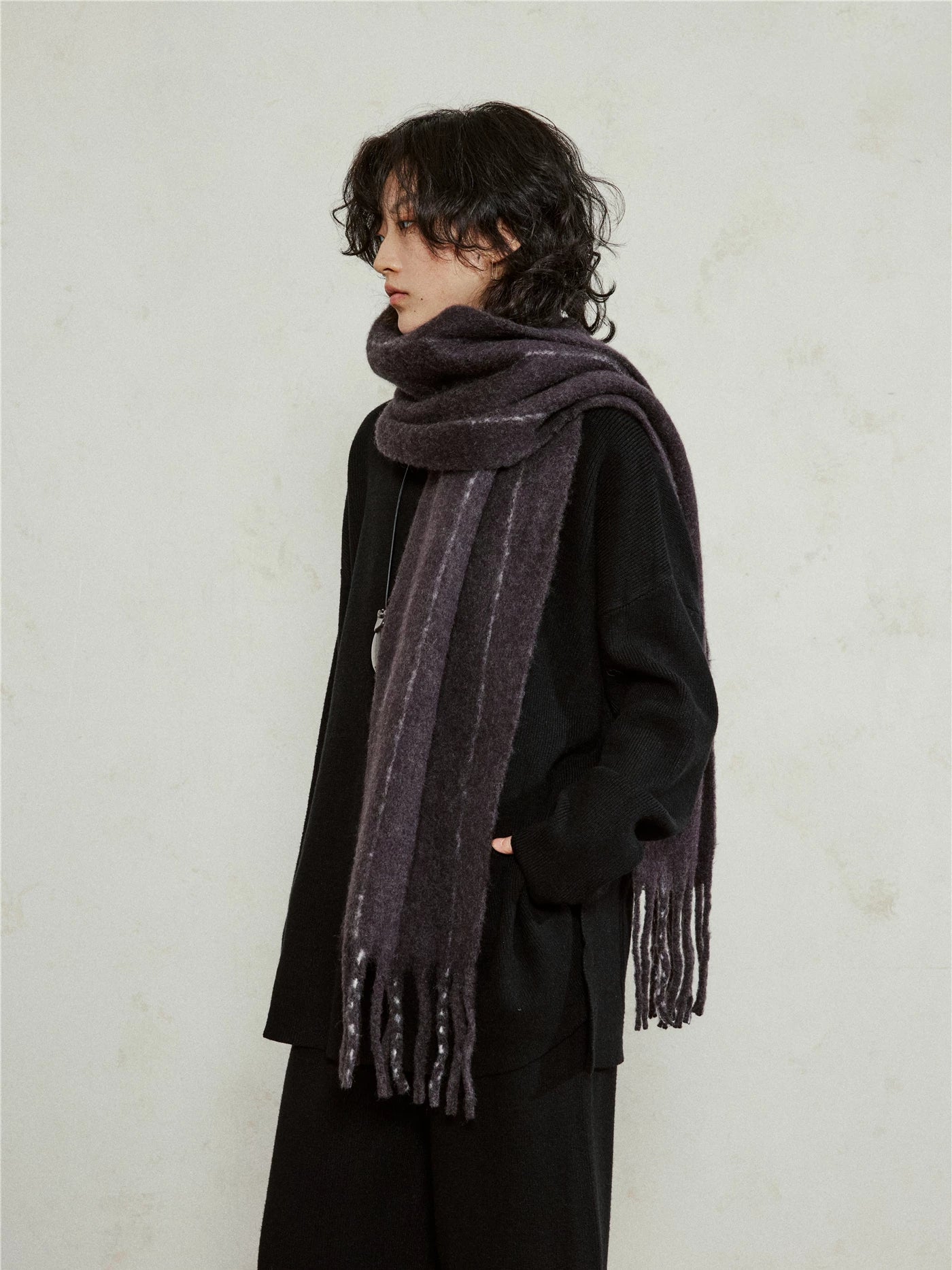 SUNYVONNE Vintage Striped Wool Scarf