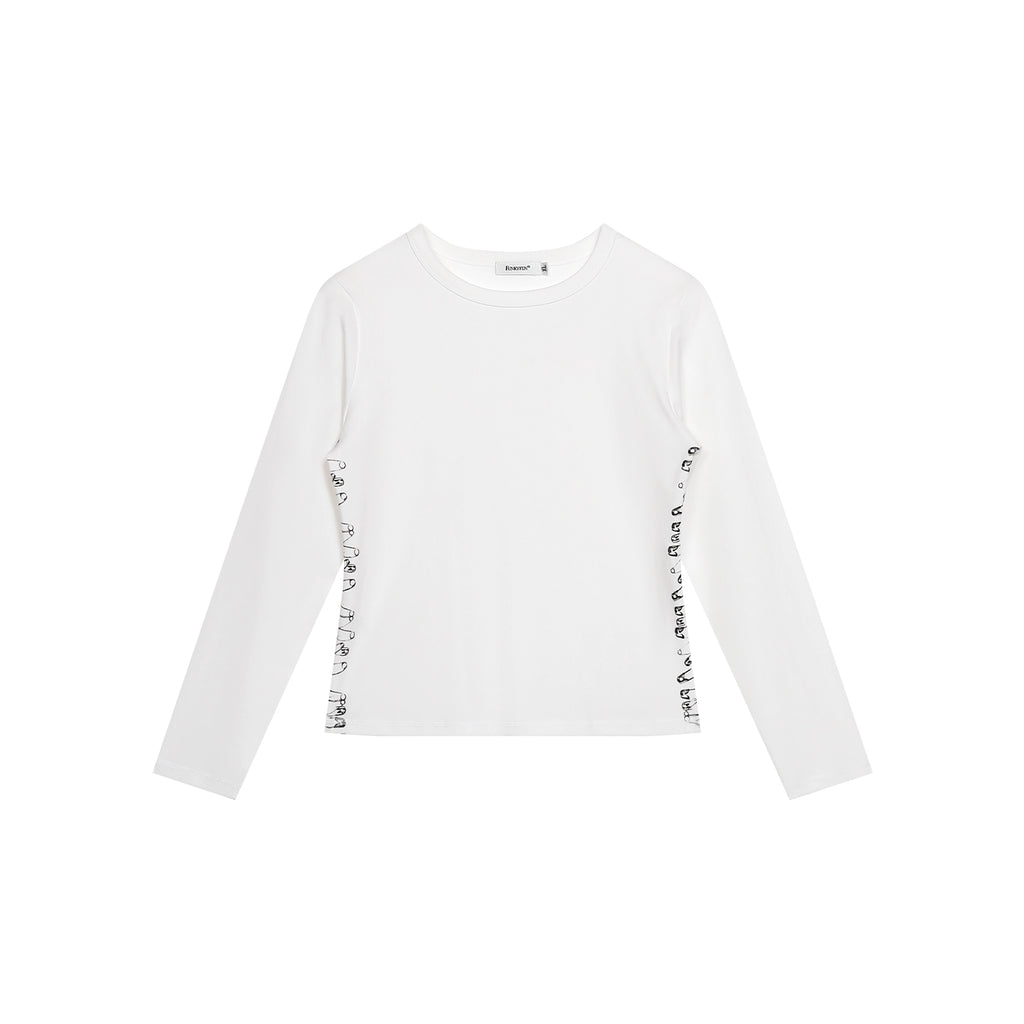 FUNKYFUN Pin Print Micro Waist Front Shoulder Long Sleeve