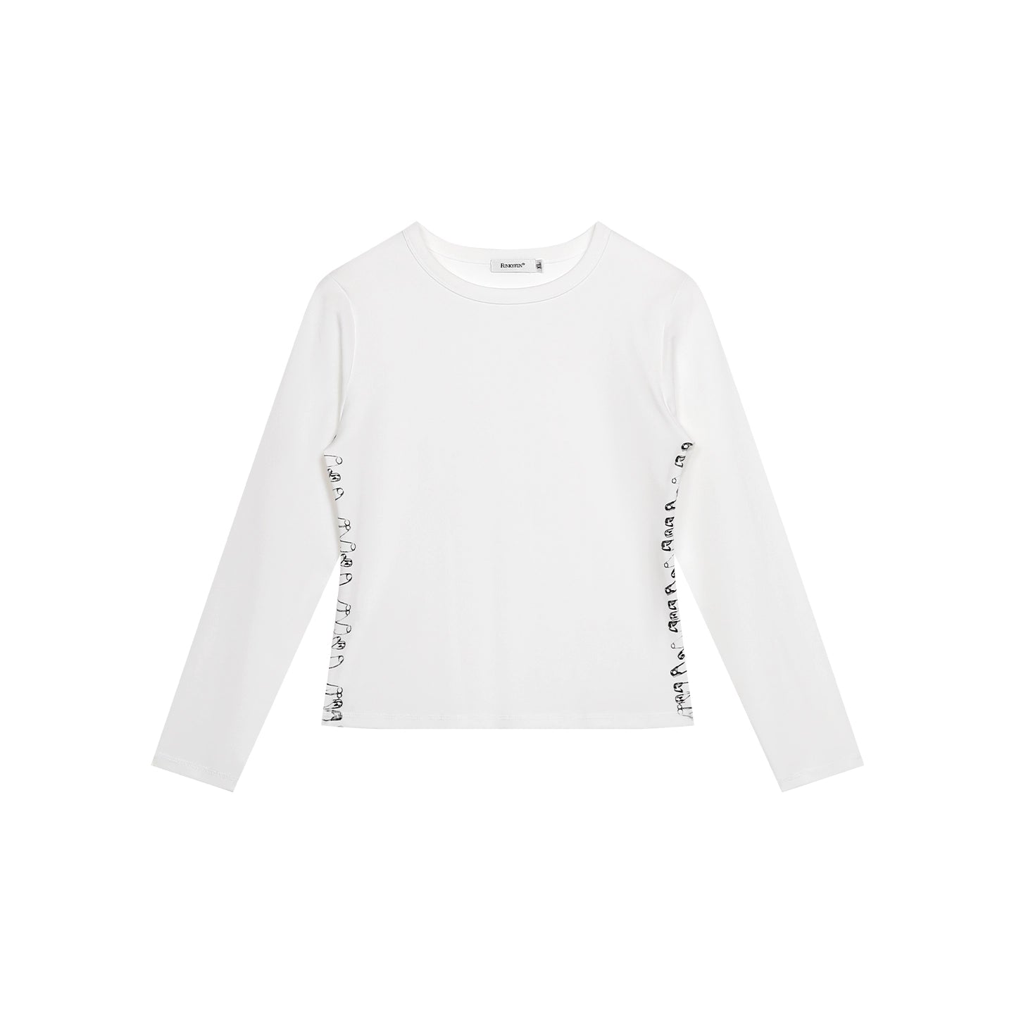 FUNKYFUN Pin Print Micro Waist Front Shoulder Long Sleeve