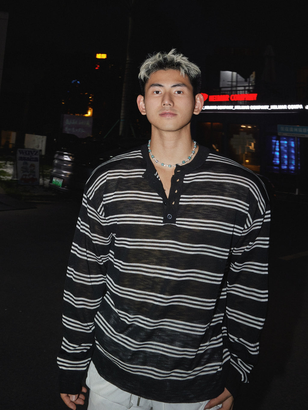 PAPASLILMONSTER Thin Loose Holiday Striped Long Sleeve