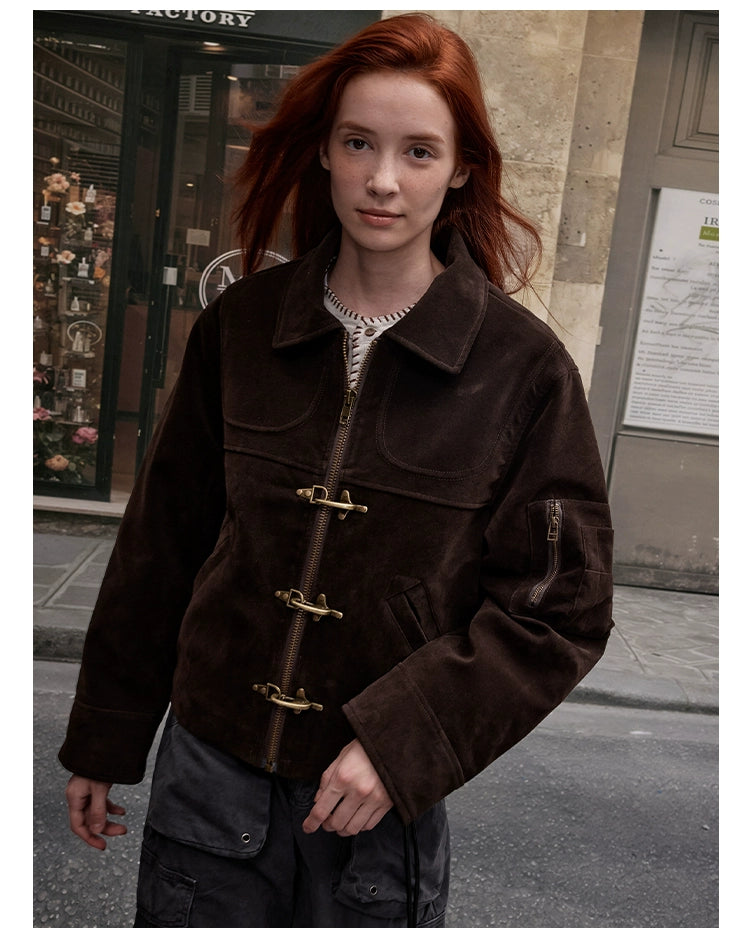 MADWITCH imitation suede short jacket women's edition