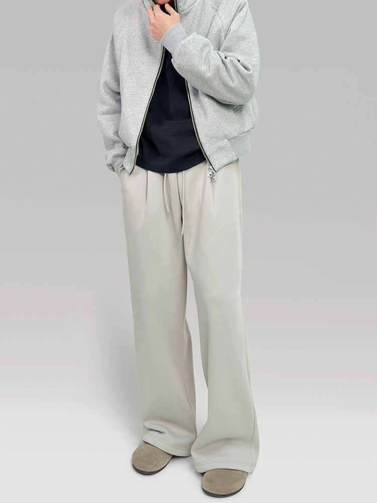 PLUS NO LOGO Loose Three-dimensional Pleated Straight Lazy Sweatpants