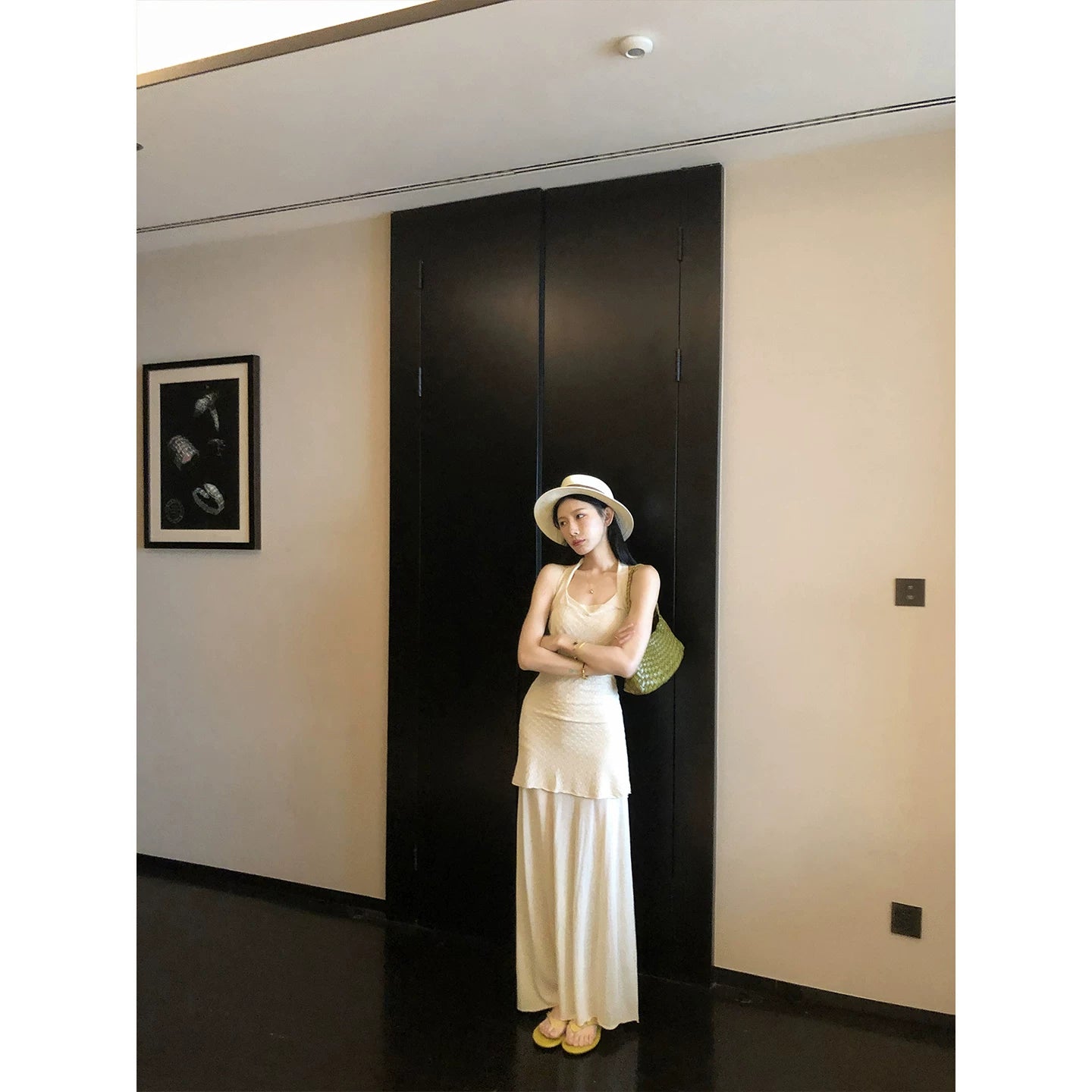 YOUNG KYLIN Neck Fake Two-piece Knitted Dress