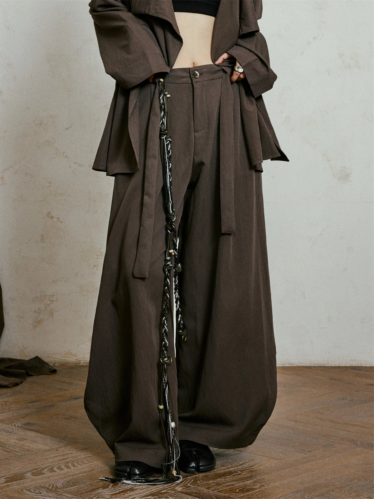 SUNYVONNE Belt Loose Versatile Wide Leg Bloomers