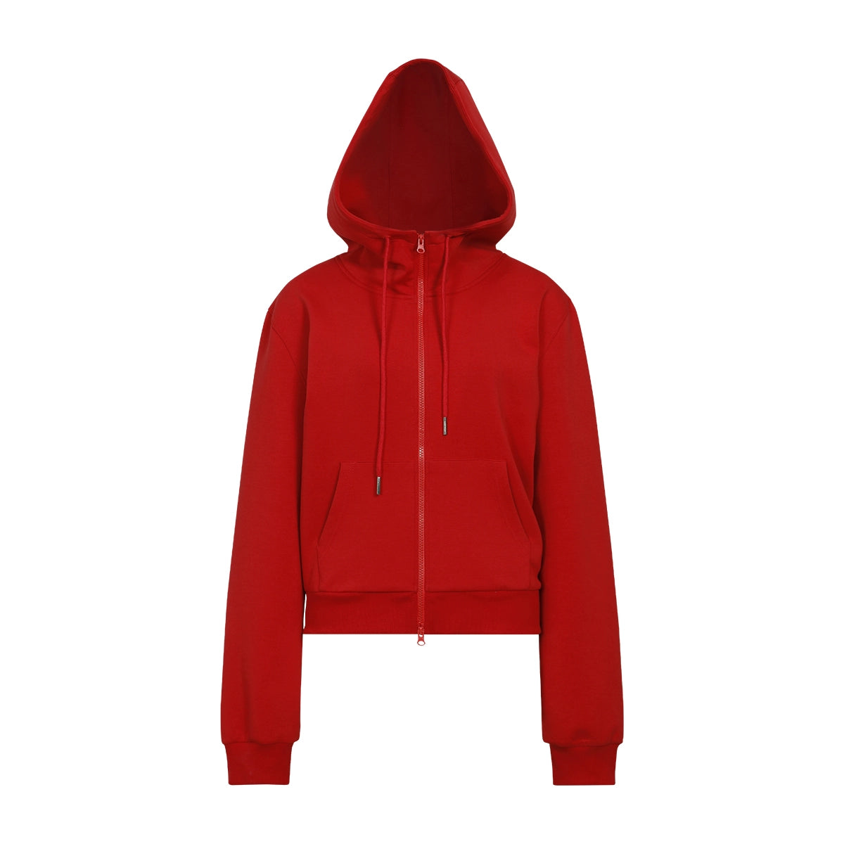 FUNKYFUN Double Zipper Stand-up Neck Hooded Short Cardigan