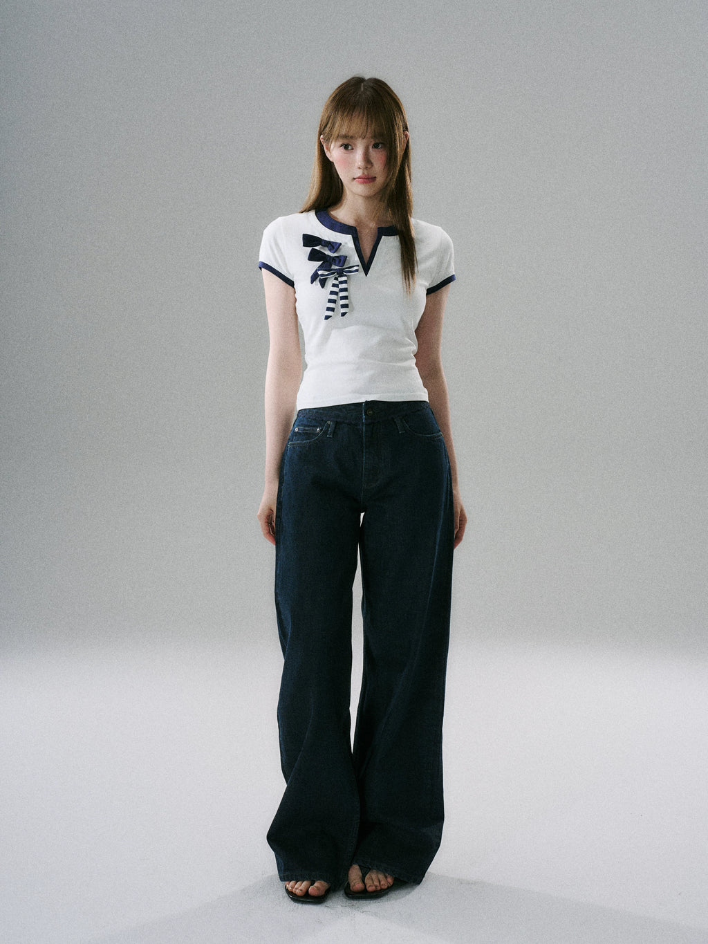 LOST FOREST Straight Wide-leg Low-rise Jeans
