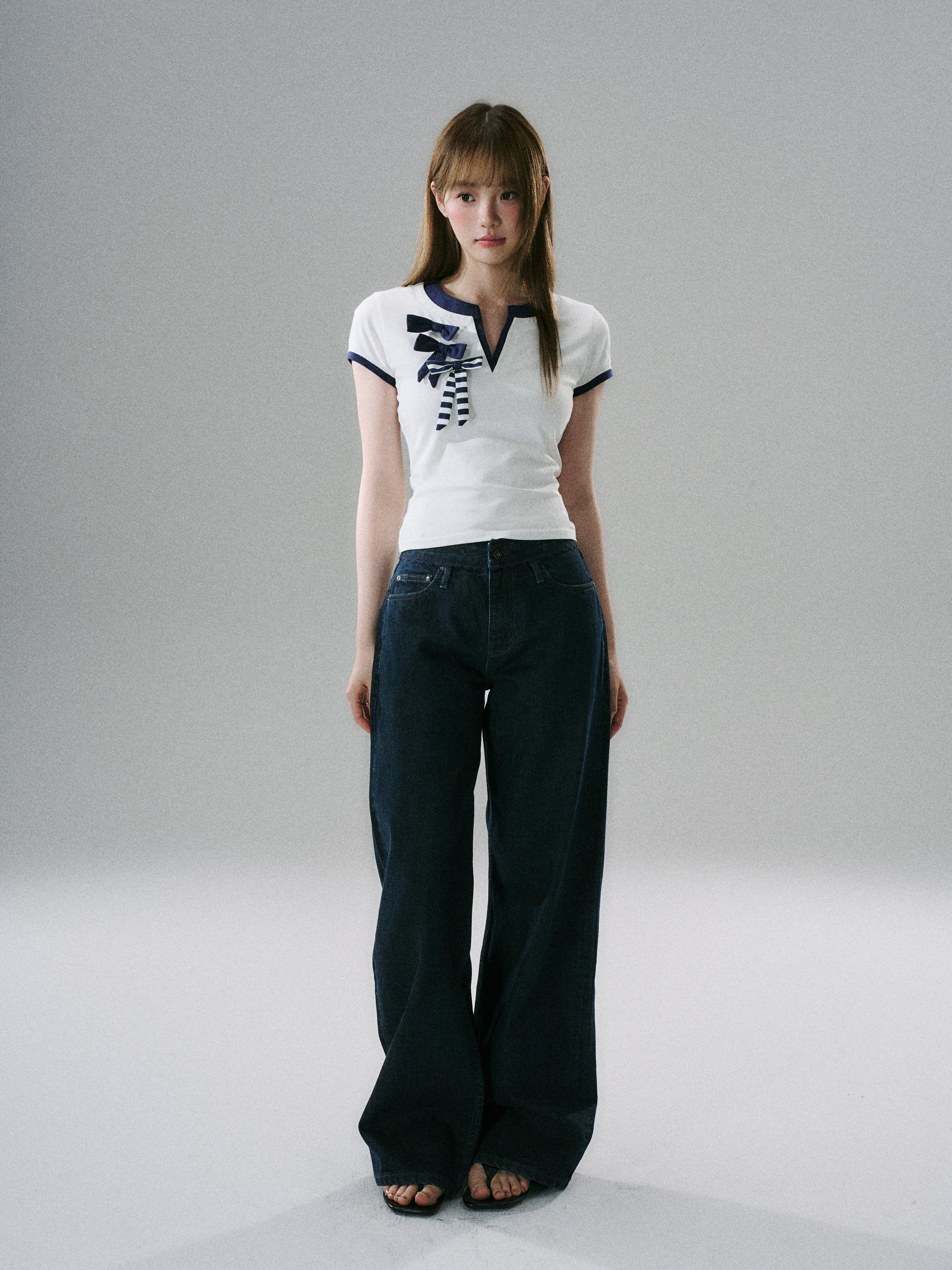 LOST FOREST Straight Wide-leg Low-rise Jeans
