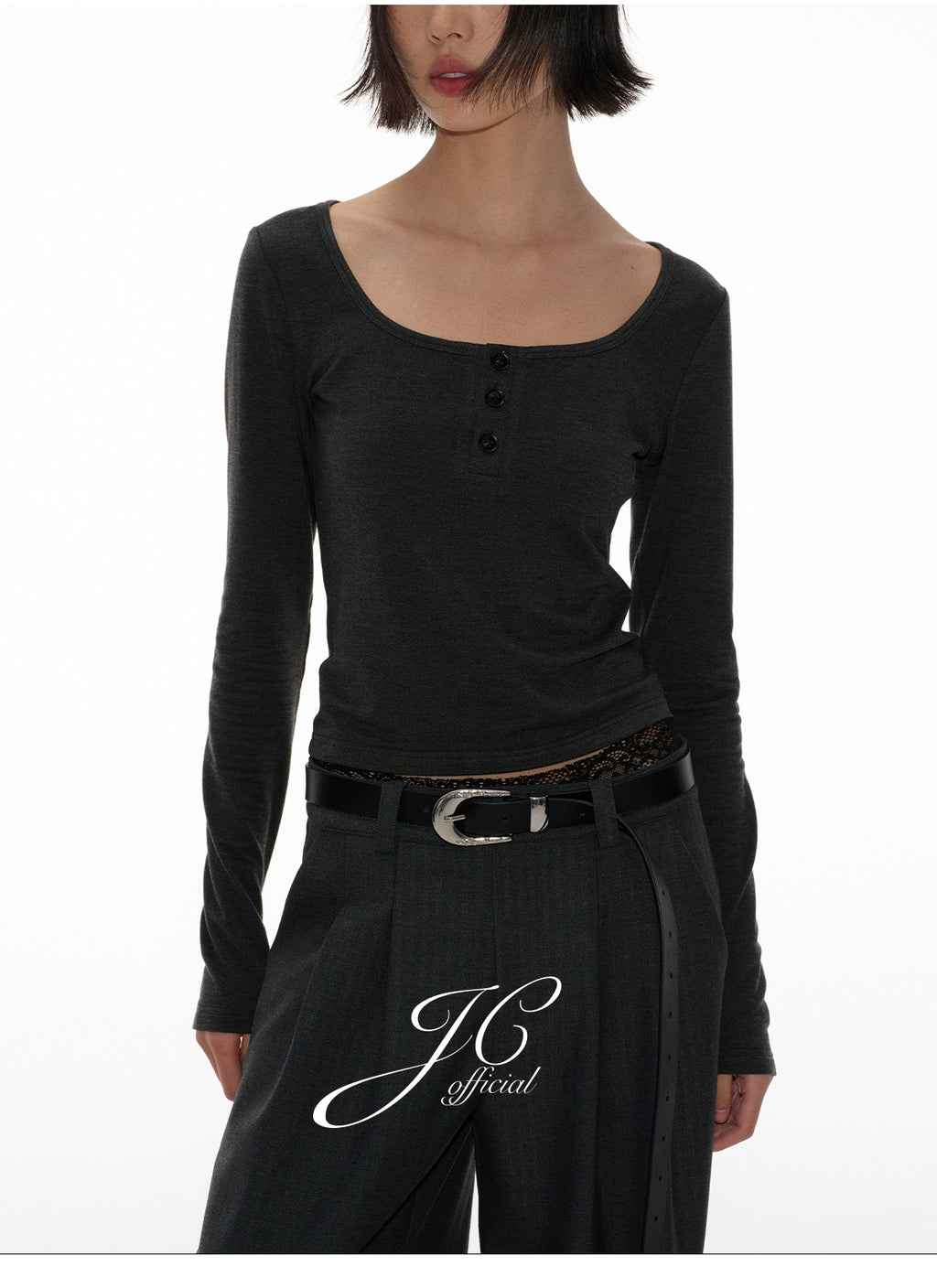 JCAESAR Semicircular Henry Neck Long Sleeve