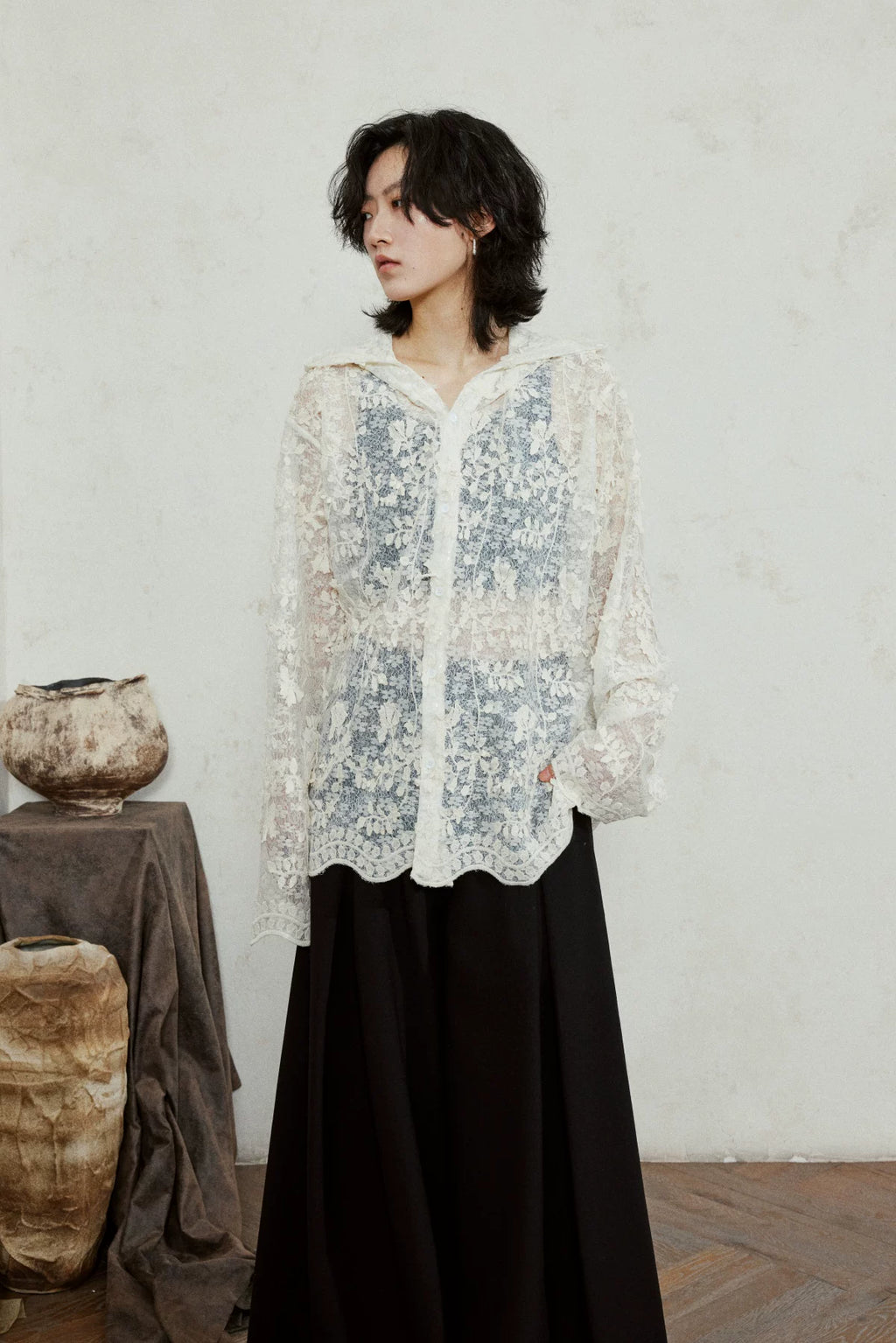SUNYVONNE Lace Hooded Premium Jacket