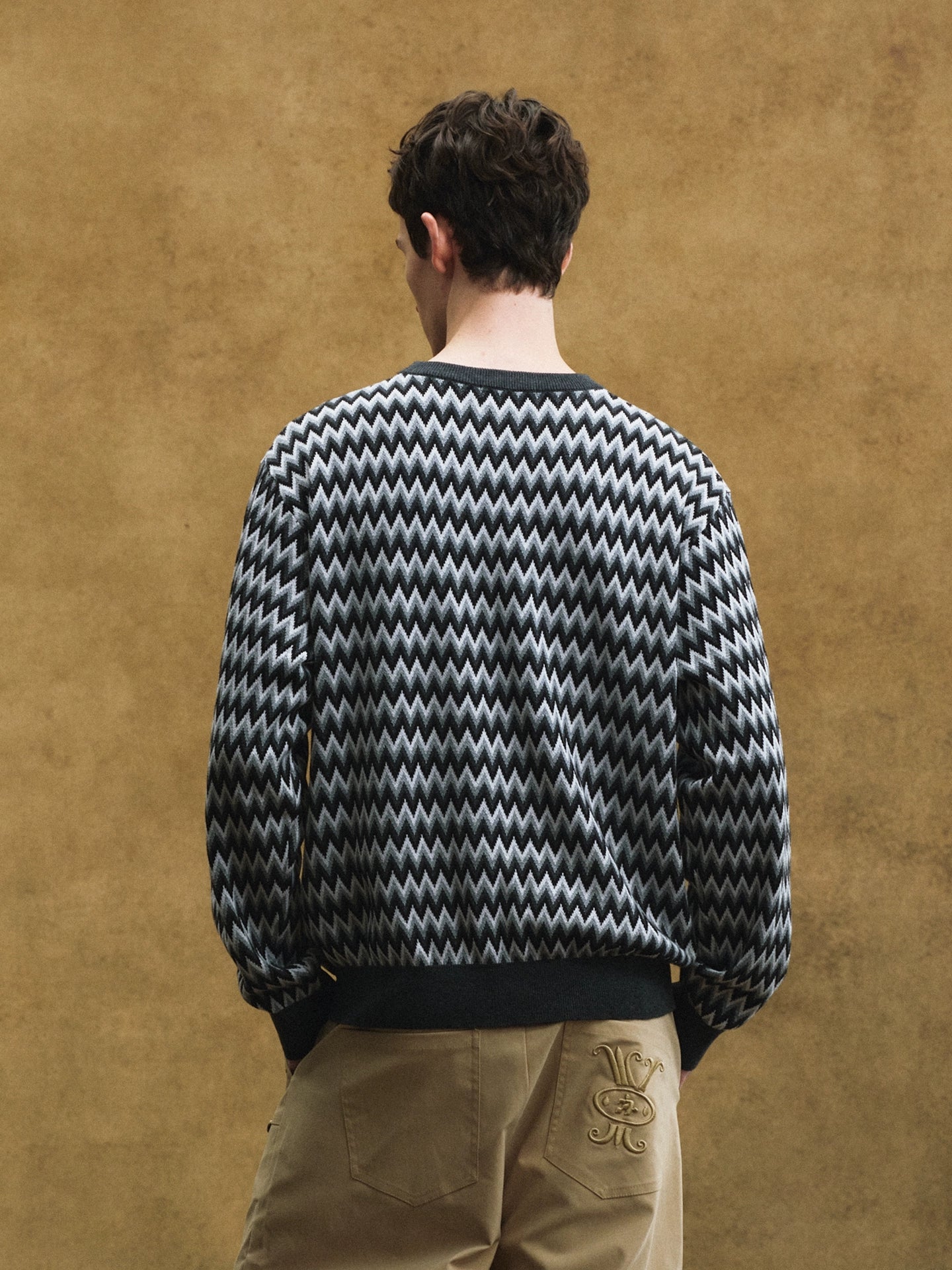 YADcrew Casual Beaded Cross Flower Wavy Knitted Sweater