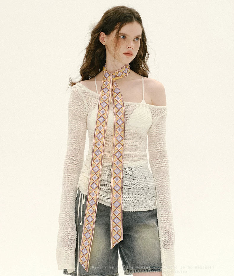 YORSOY Vintage Rhombus Narrow Striped Scarf