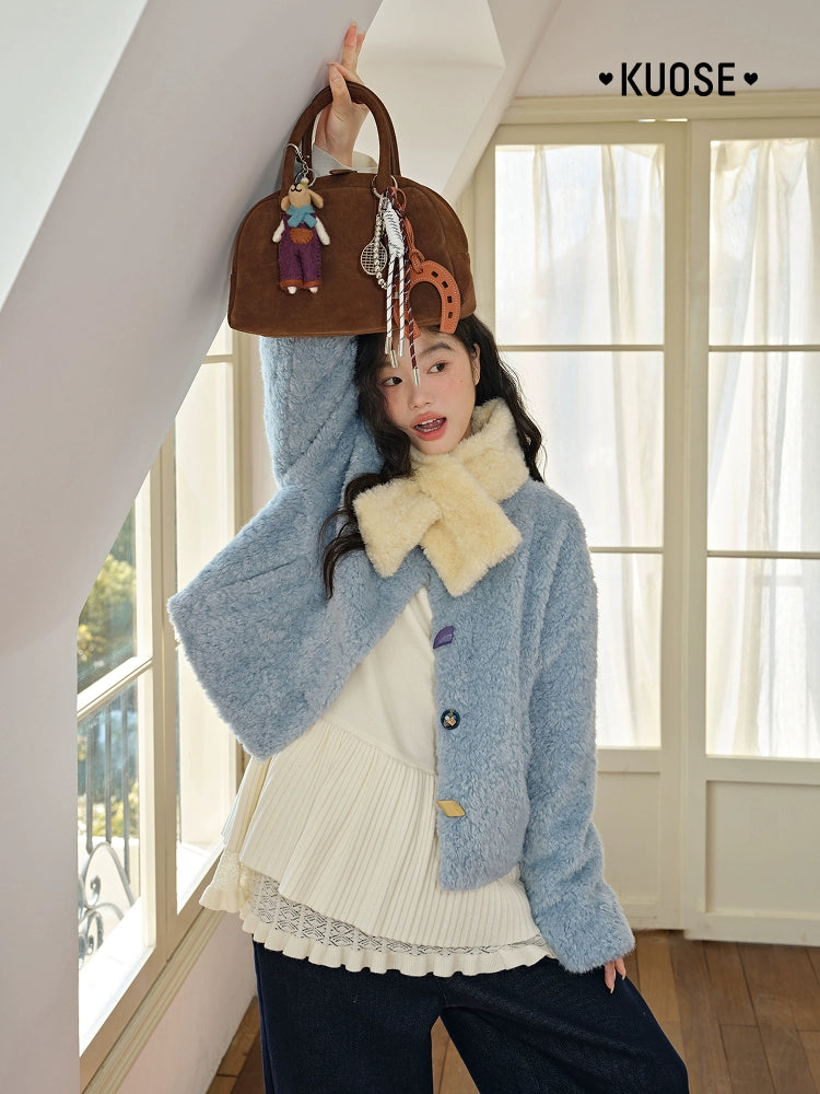 Kuose Short Mao Mao Jacket with Scarf