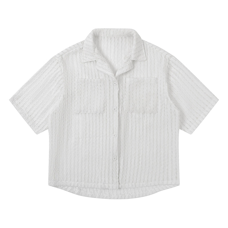 CoosRetr Vintage Hollow Old Money Wind Short Sleeve Shirt