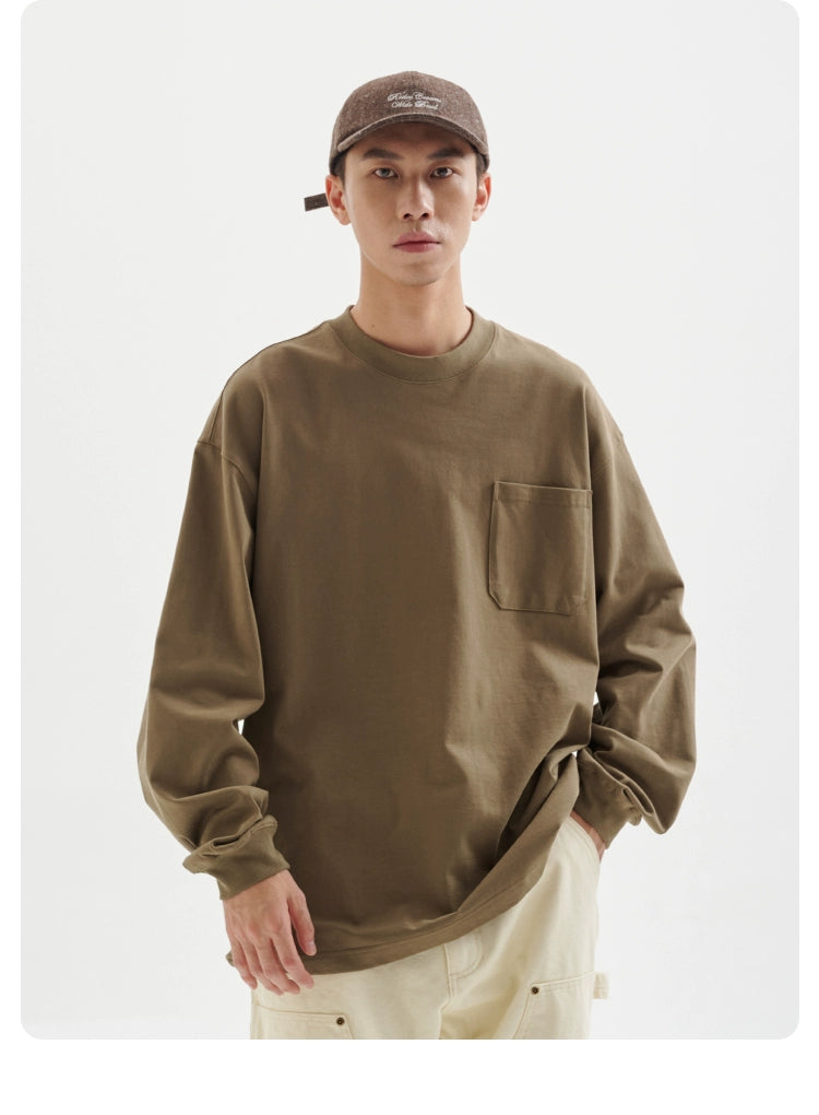 BUTTBILL Heavy 365G Washed Knitted Japanese Long Sleeve Tee