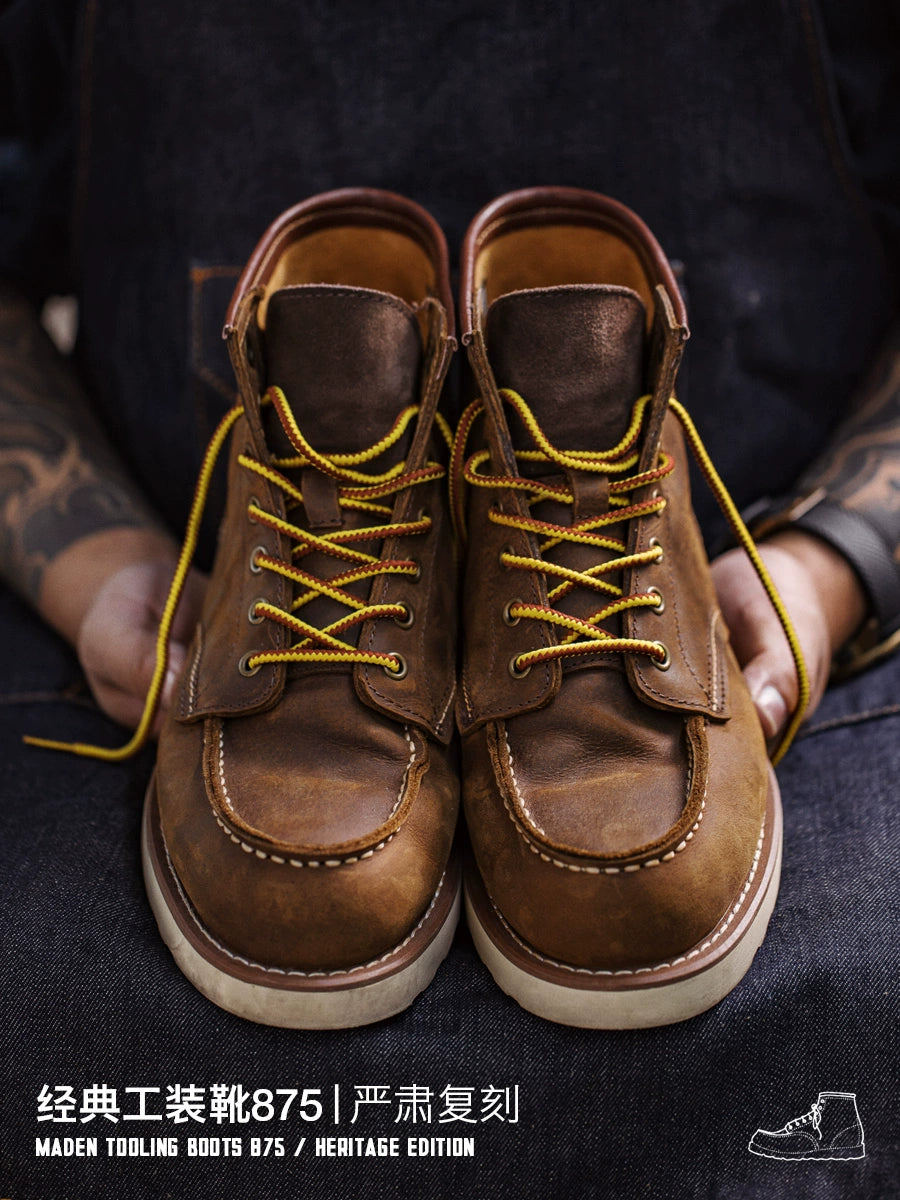 Madden Top Layer Cowhide Retro Square Head Leather Martin Boots