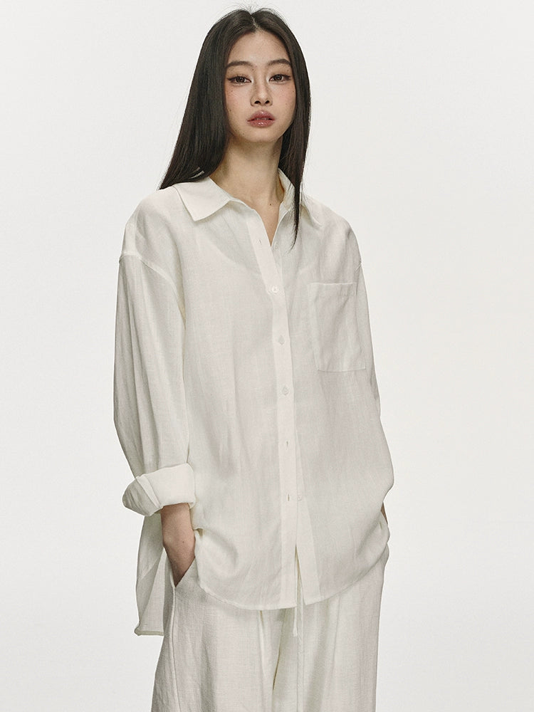 Anna Aneae Linen Shirt Vintage Casual Suit