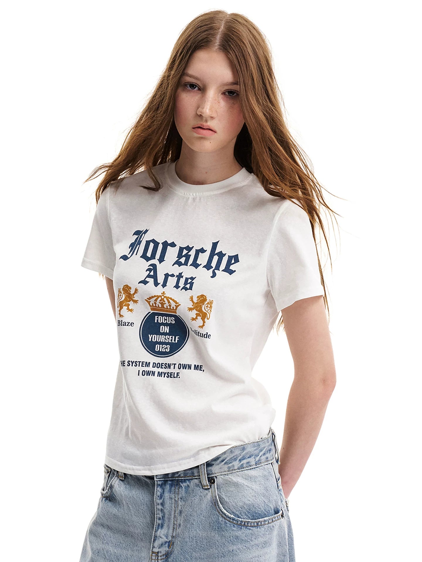 0123Start Retro Slim Round Neck Slim Tee