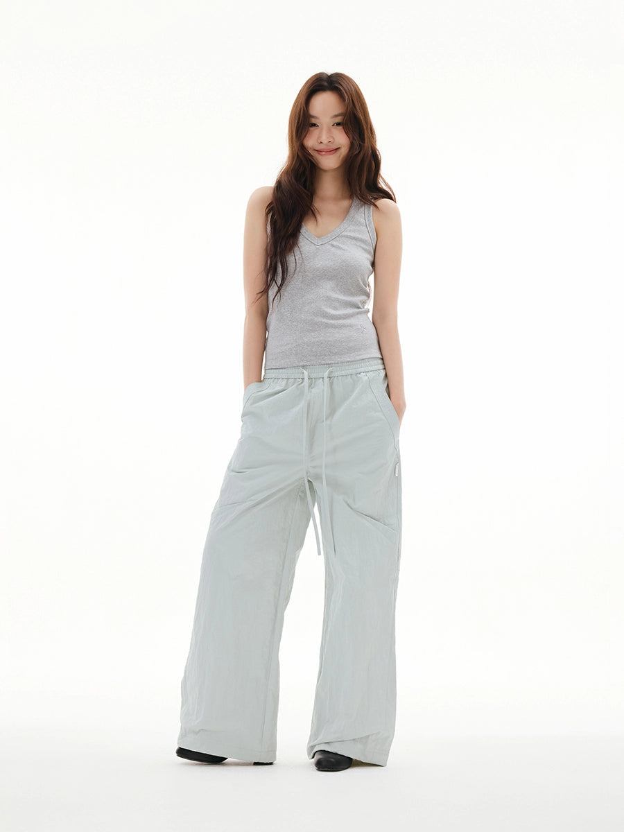 FUNKYFUN Straight Wide Splicing Casual Sweatpants