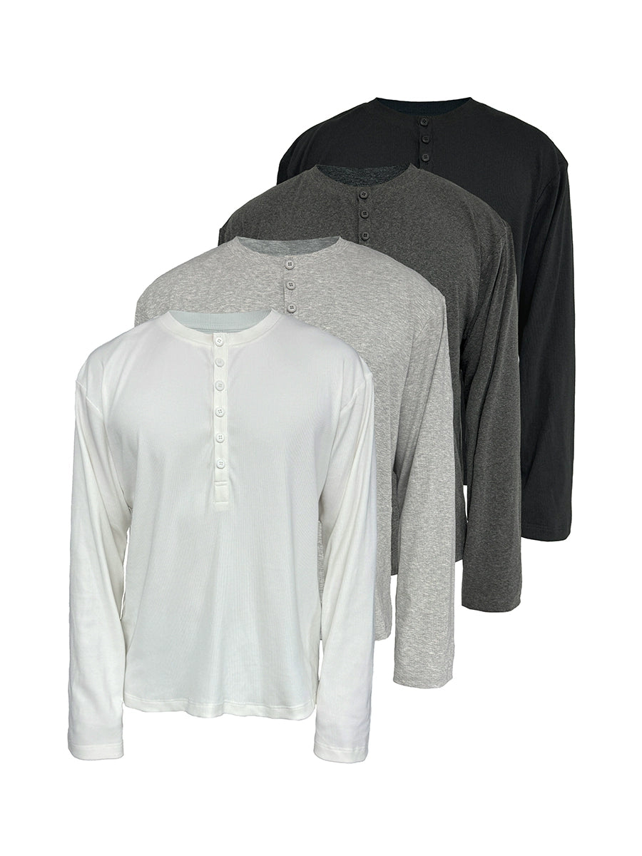 JCAESAR Henry Collar Soft and Comfortable Versatile Long Sleeves