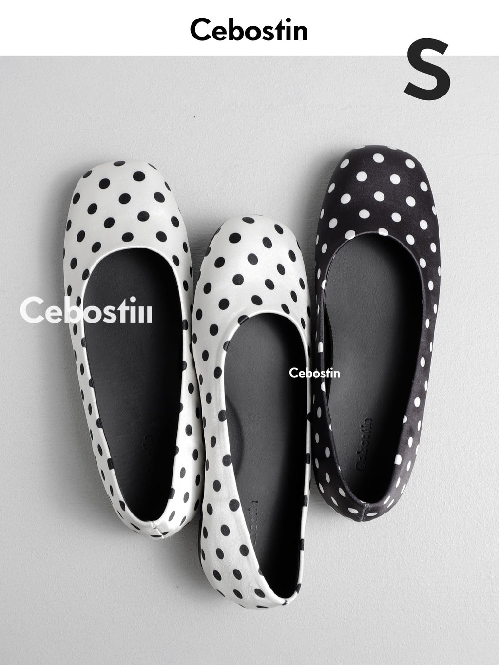 Cebostin Polka Dot Inner Height Increase Shallow Mouth Single Shoe