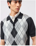 Stay The Night Rhombus Polo Neck Knitted Comfortable Tee