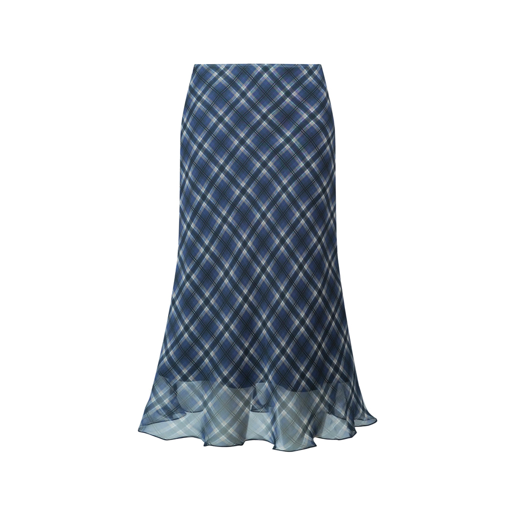 Veryrareme Low-rise Checked Chiffon Skirt