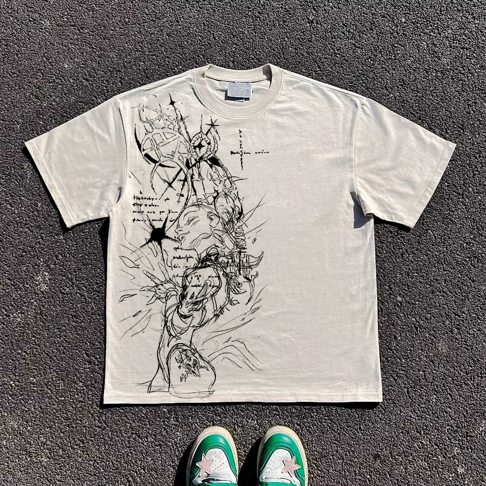 Wang Youbing Studio! Ink Anime 220g 100% Cotton Tee