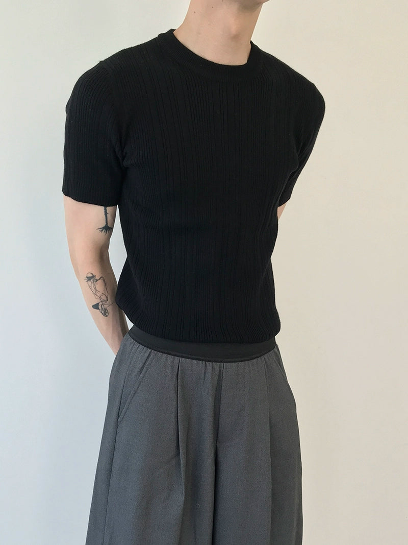 COLN Slim-fit Knitted Short Sleeves