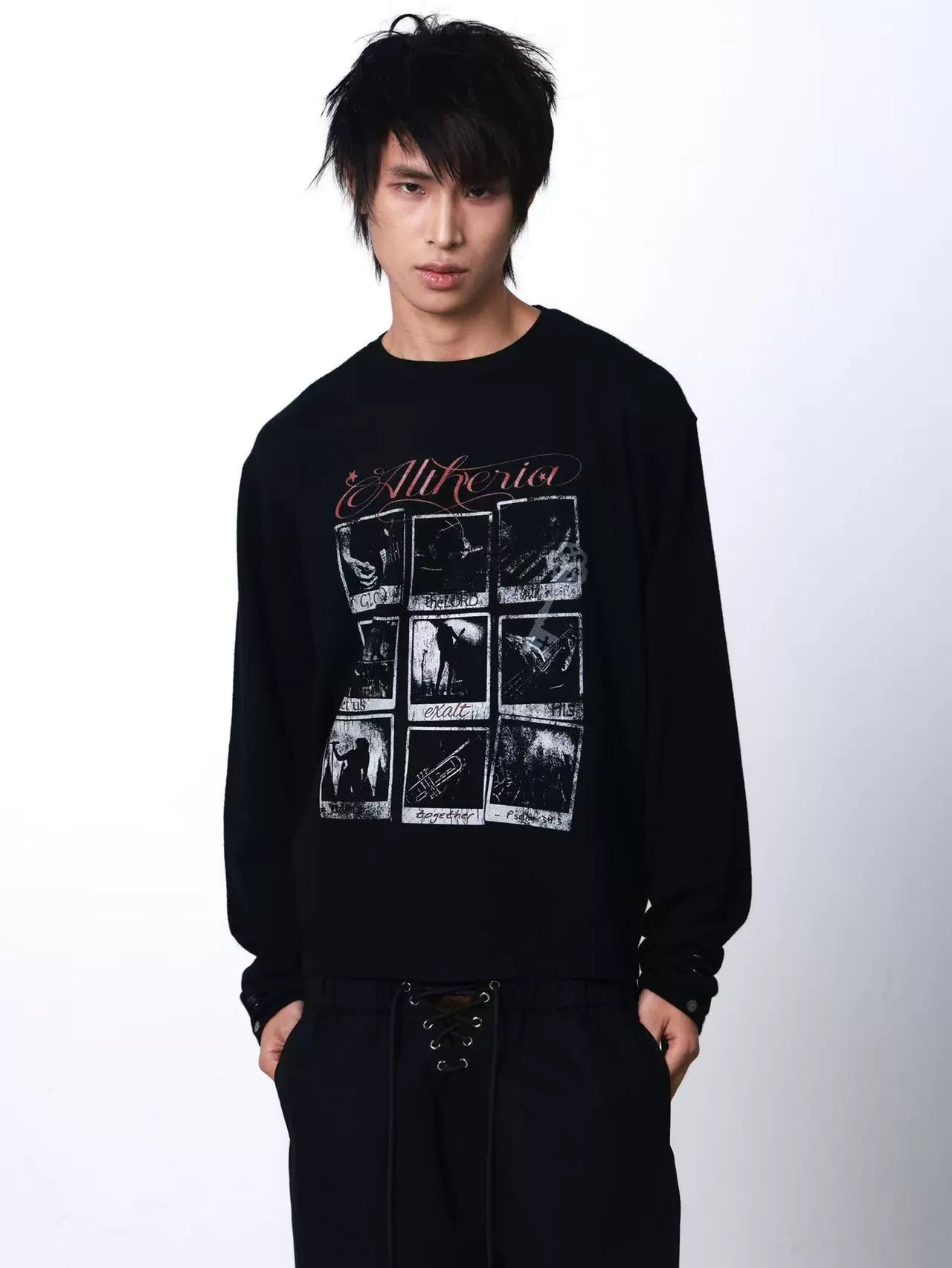 DETW Portrait Jiugongge Slogan Printed Sweater Knitted Sweater
