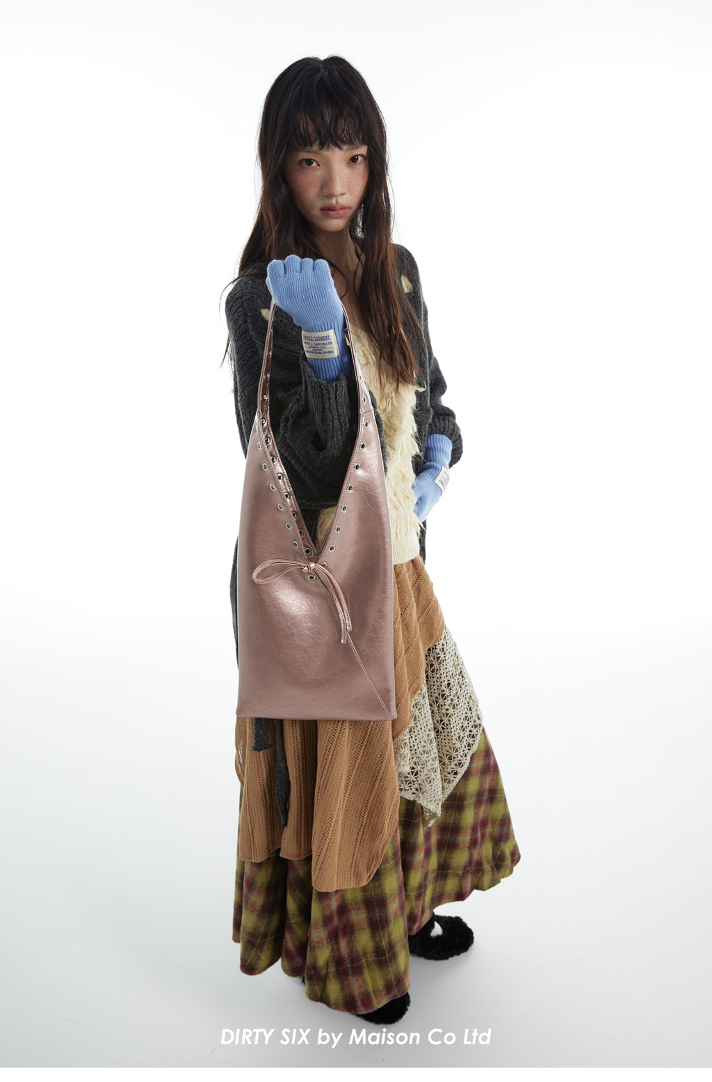 DirtySix Cow Split Leather trotro triangle vaporwave punk bag