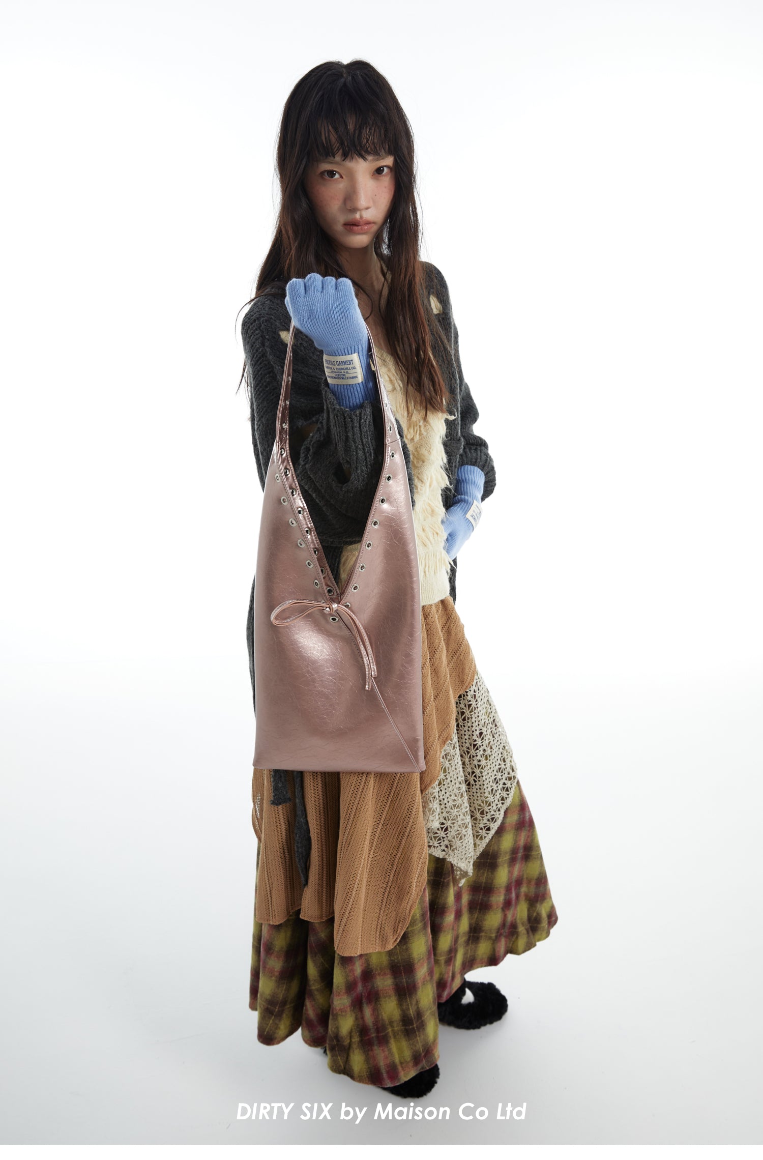 DirtySix Cow Split Leather trotro triangle vaporwave punk bag