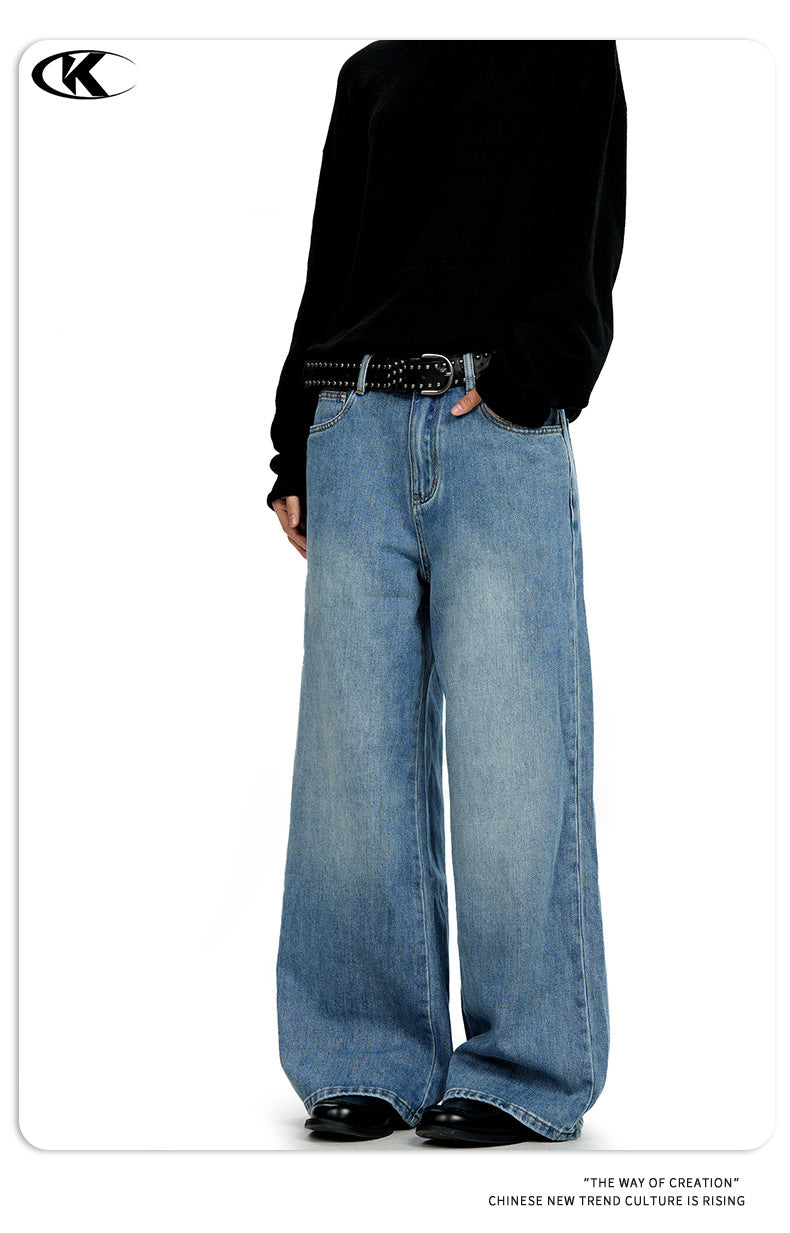 11KN Retro Casual Wide Leg Straight Jeans
