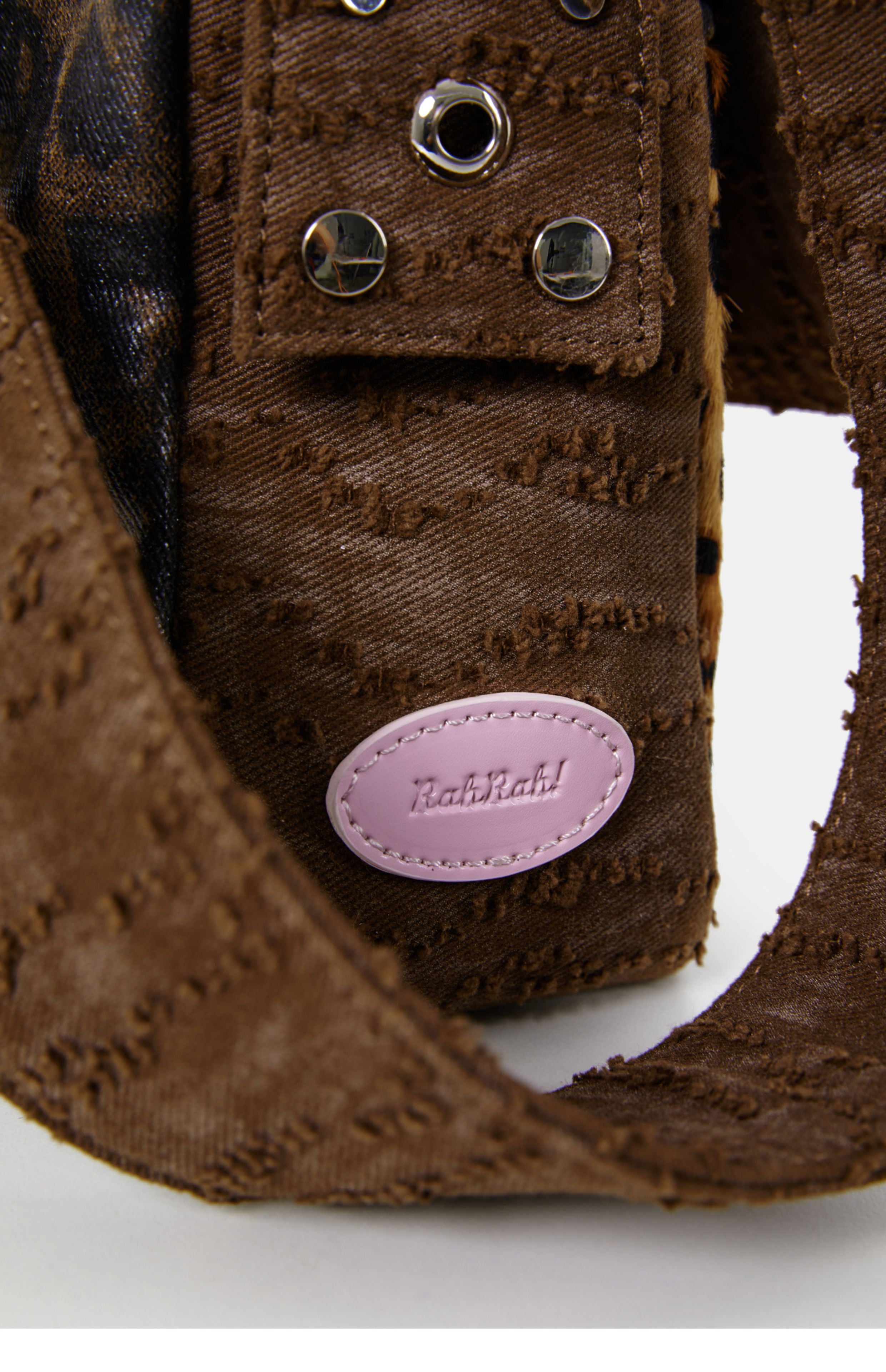 DirtySix "rahrah! Jaguar!" Ah Leopard messenger cow fur bag