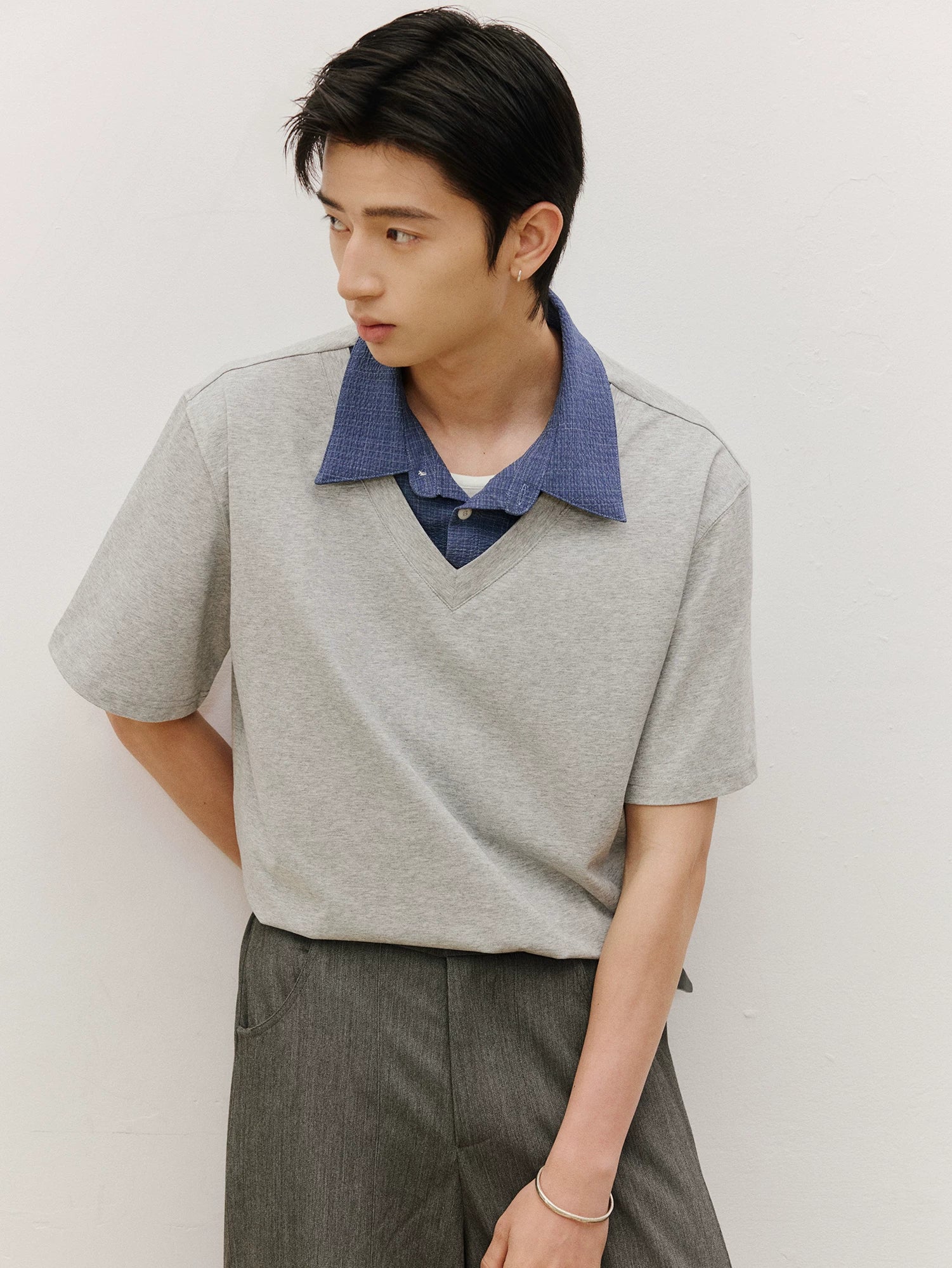 LR Cool Contrasting False Two-piece Tee