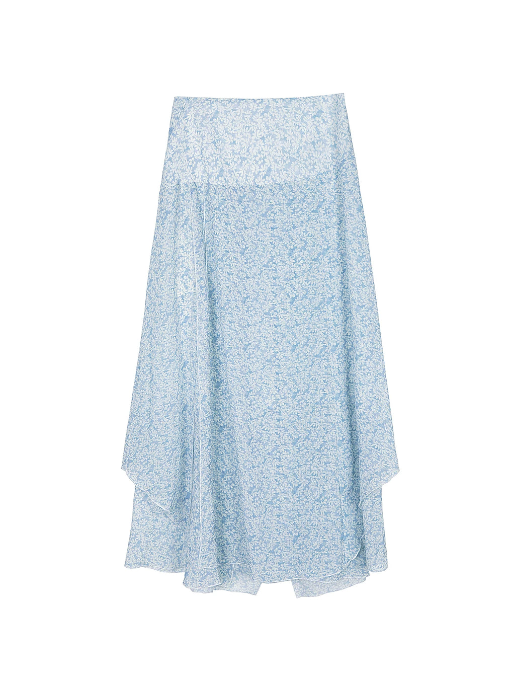 XUJING Floral Irregular Drape Thin Skirt