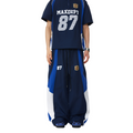 BTSG American retro badge contrasting color splicing elastic waist Pants
